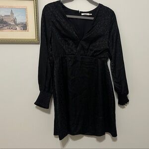 Miami Black Textured Long Sleeve Dress